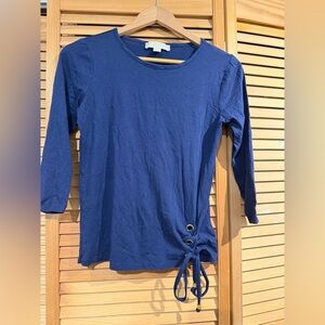 Michael Kors Royal Blue Long Sleeve Top with Tie Detail
